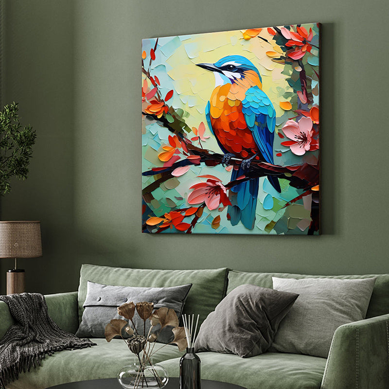 Bird On Branch Poly Canvas Wall Painting media 4