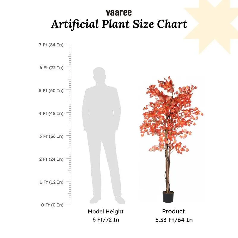 Faux Lush Maple Plant With Black Plastic Pot - 5.2 Feet media 6