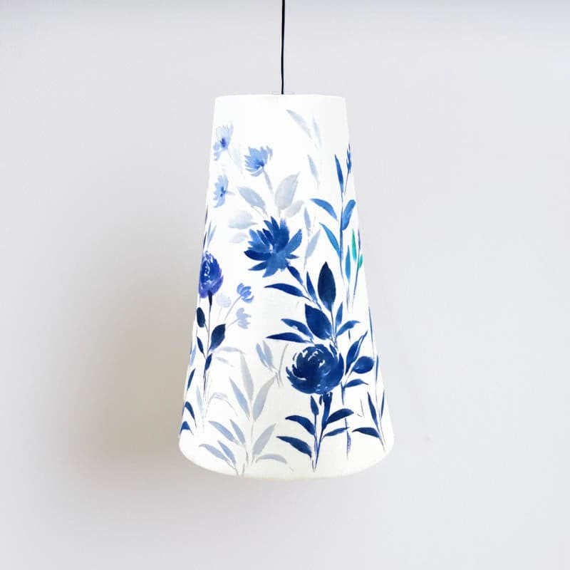 Indigo Blossom Handpainted Fabric Ceiling Lamp media 5