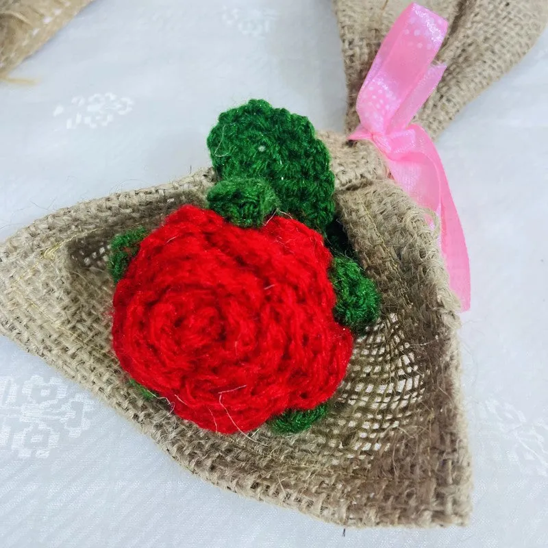 Crochet Handmade Rose Bouquet - Red media 5