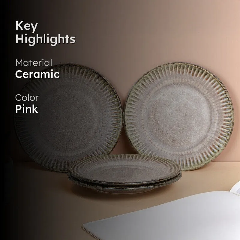 Mintora Pink Ceramic Dinner Plate - Set Of Four media 2