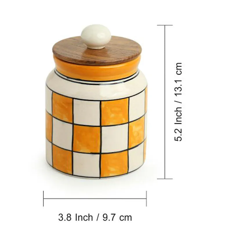 Chaturanga Handpainted Airtight Ceramic Jar (410 mL Each) - Set Of Two media 8