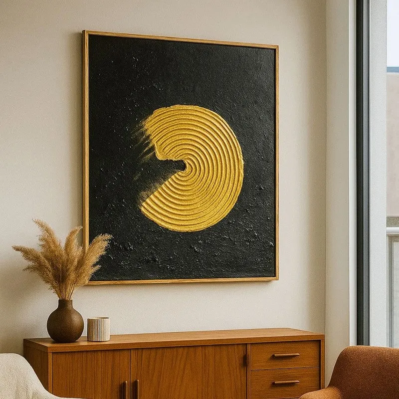 Golden Orbit Handmade Canvas Wall Painting media 3