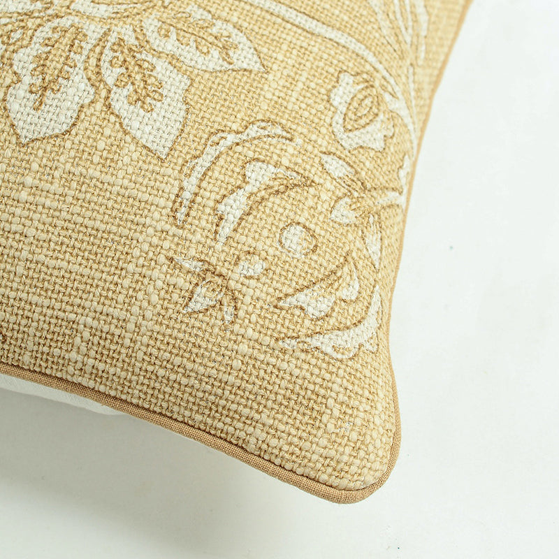 Dewdrop Petals Woven Cotton Cushion Cover (Beige) - Set Of Two media 4