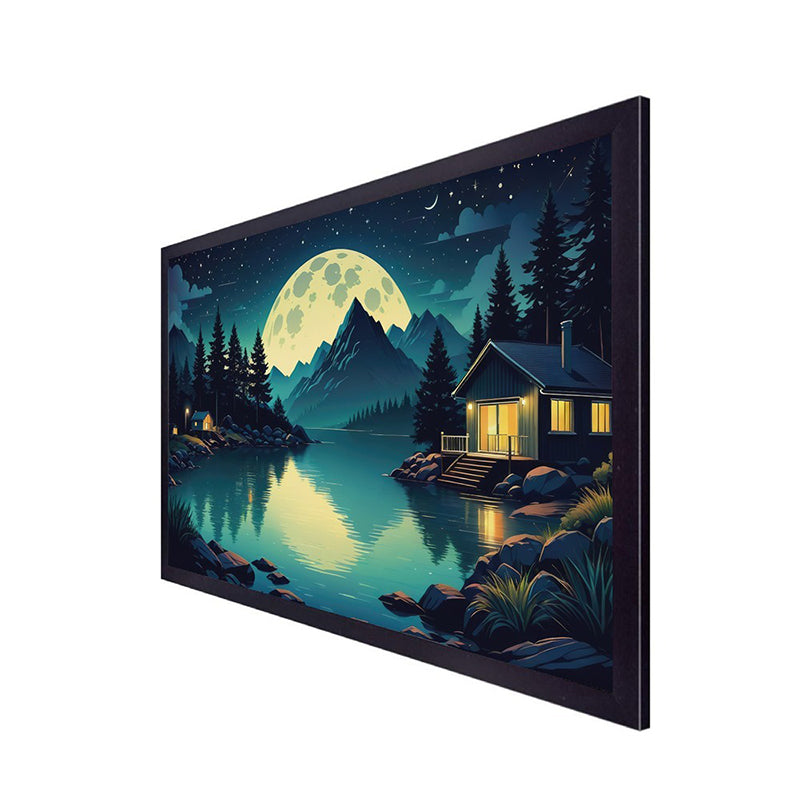 Lakeside Moonrise Canvas Wall Painting media 7