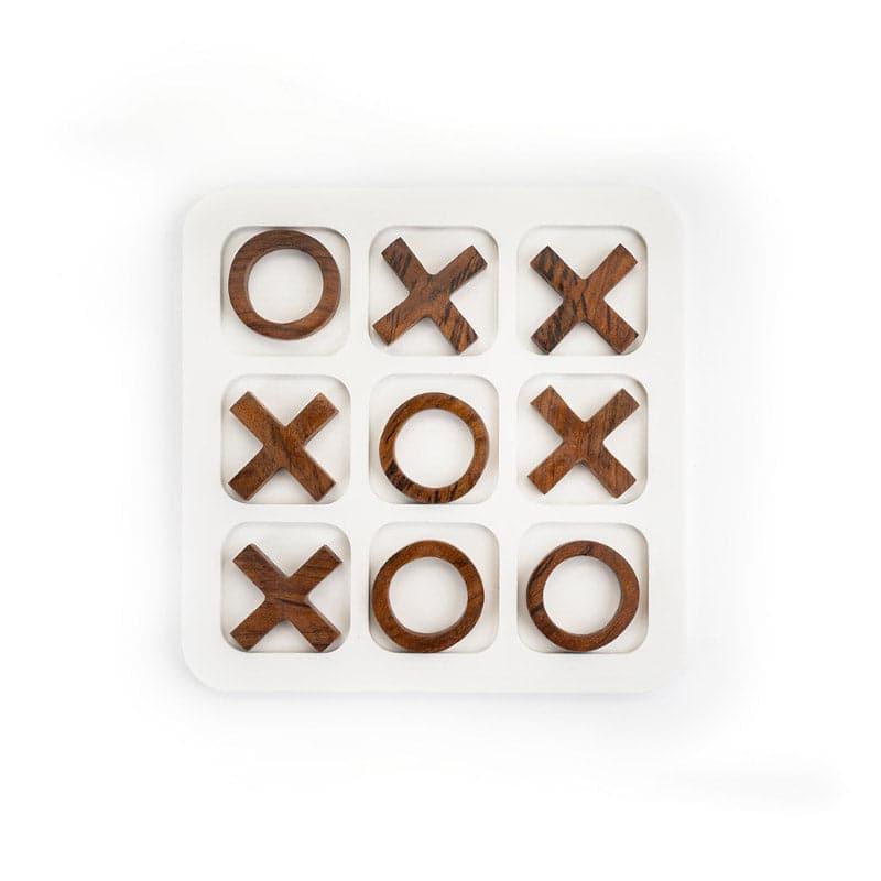 Fenby Tic Tac Toe Table Accent - White & Brown media 3