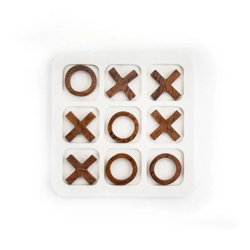 Fenby Tic Tac Toe Table Accent - White & Brown media 3