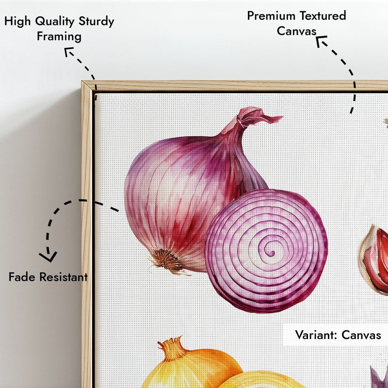 Allium Bouquet Framed Canvas Archival Canvas Wall Painting - Natural Brown Frame media 5