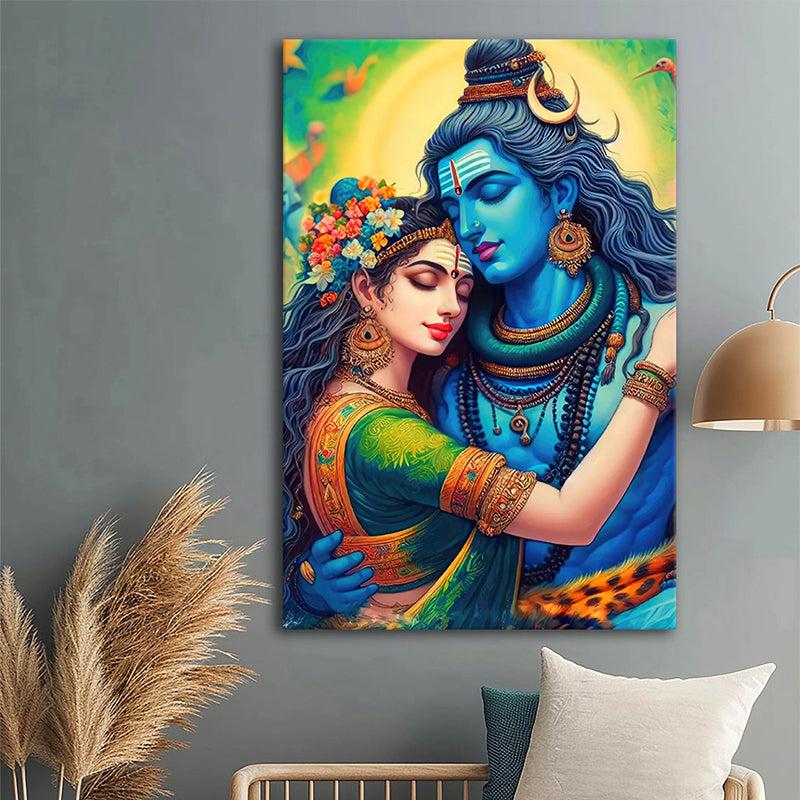 Shiva Shakthi Poly Canvas Wall Painting media 3