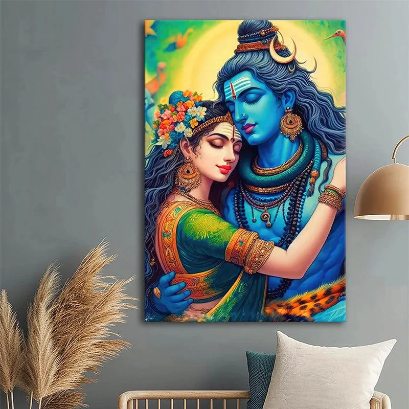 Shiva Shakthi Poly Canvas Wall Painting media 3