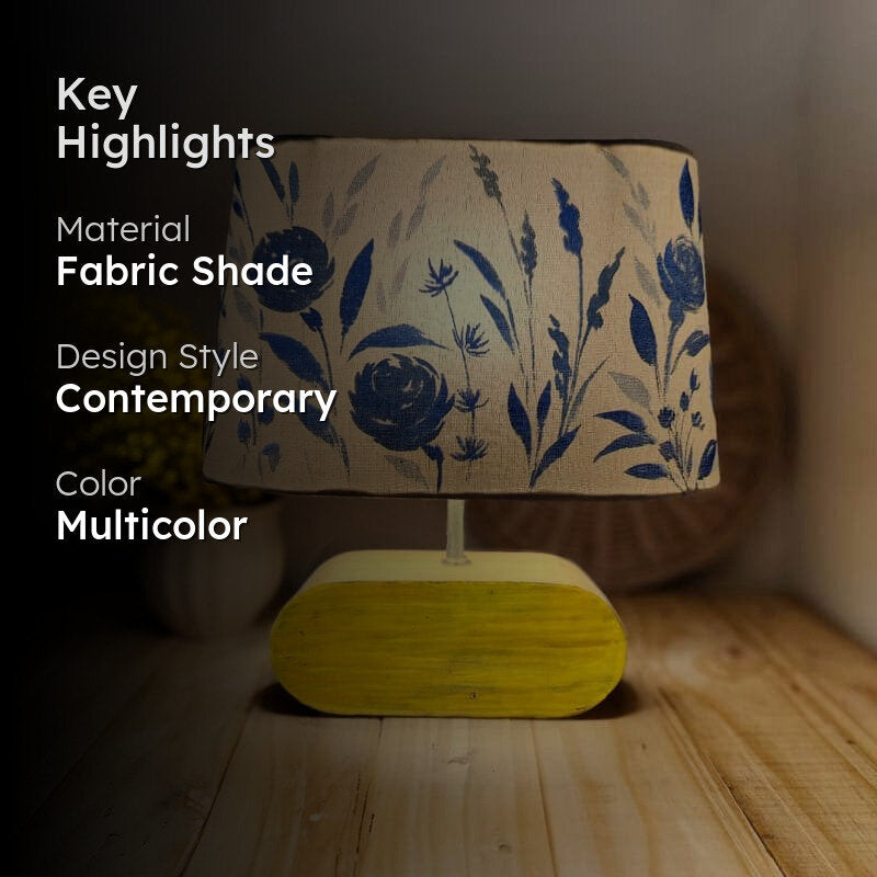 Indigo Bloom Glam Handpainted Fabric Table Lamp - Multicolor media 2