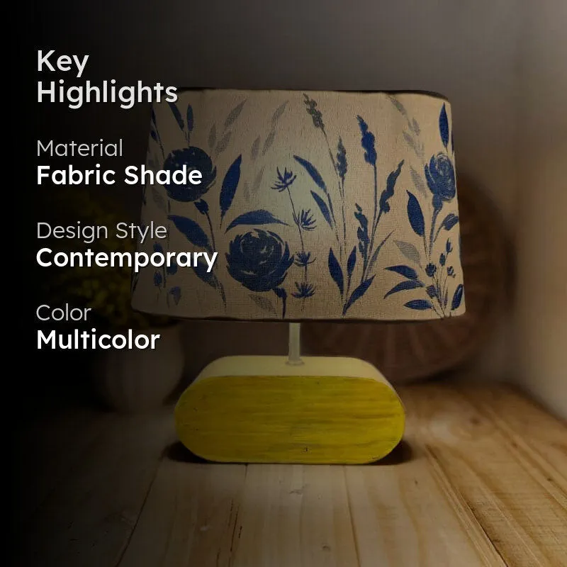 Indigo Bloom Glam Handpainted Fabric Table Lamp - Multicolor media 2
