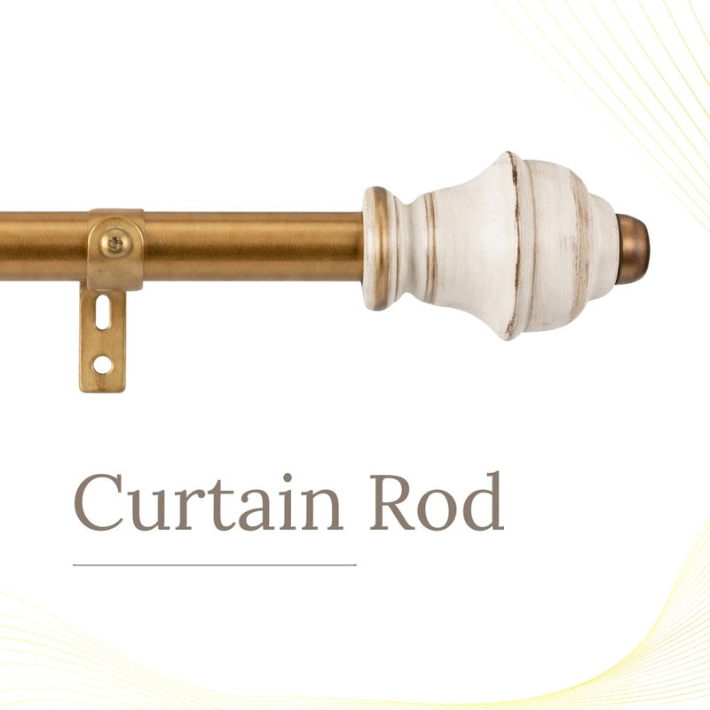 Chisel Bloc Extendable 1" Single Curtain Rod With Oval Finial & Brackets media 3