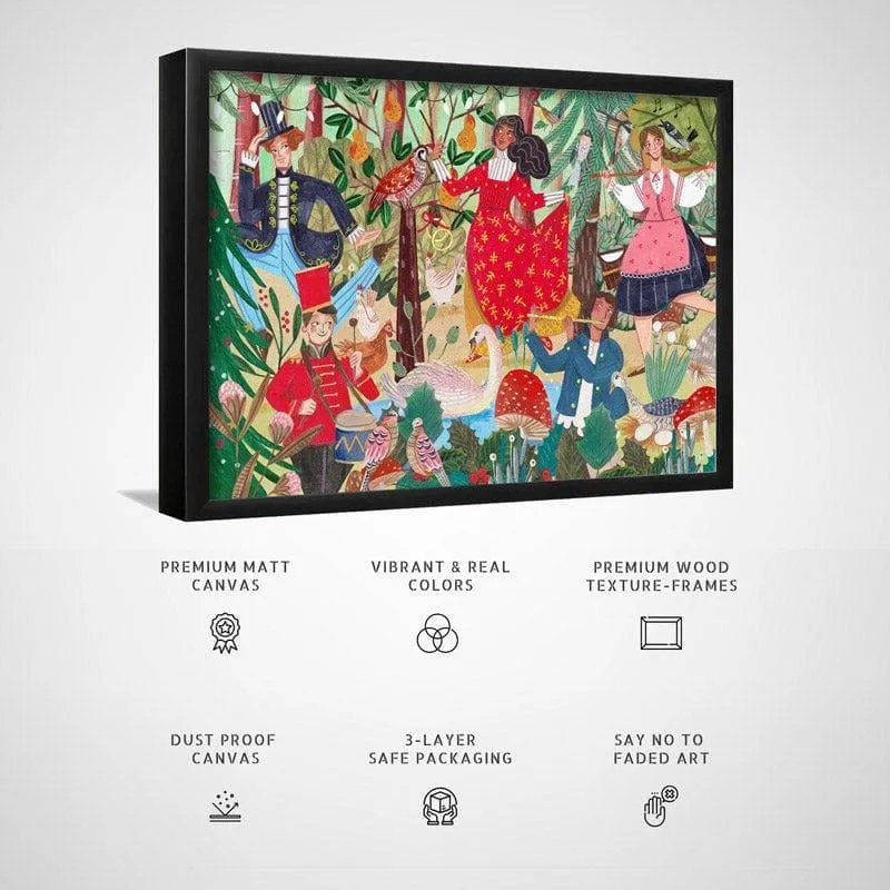 12 days of Christmas Canvas Wall Painting - Black frame media 5