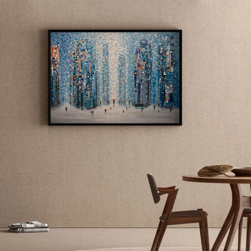 Metropolitan Dreams Canvas Wall Painting - Black Frame media 1