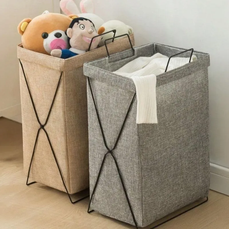 HomeWash (Metal,Fabric) Laundry Basket - Grey media 5