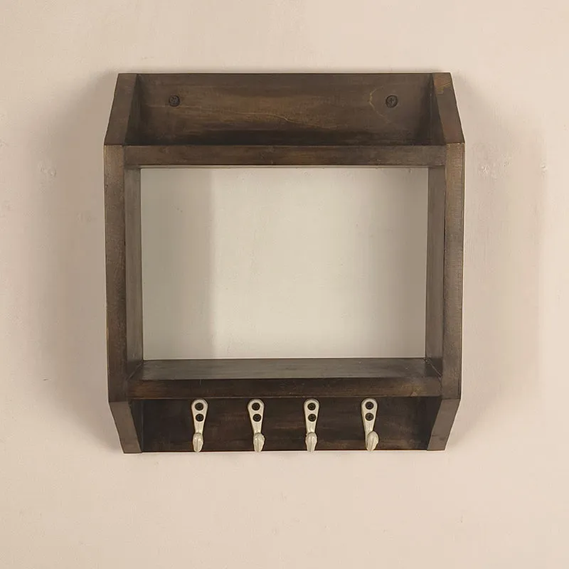 Majesta Wooden Wall Shelf Organiser with Key Holders media 4