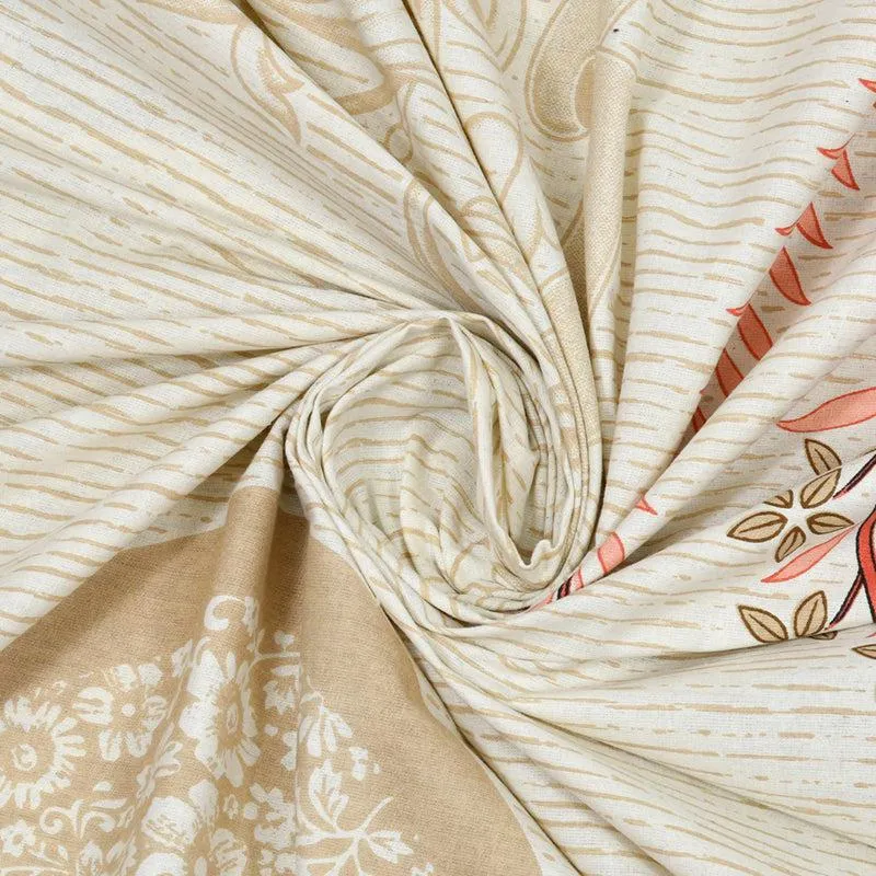Pushpa Paradise Ethnic Cotton Bedsheet (Beigw) - 140 TC media 4