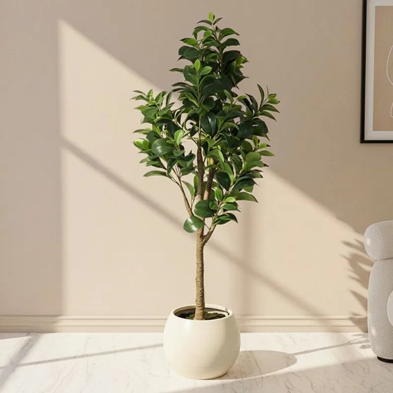 Faux Fig Plant With Black Plastic Pot - 3.94 ft media 1