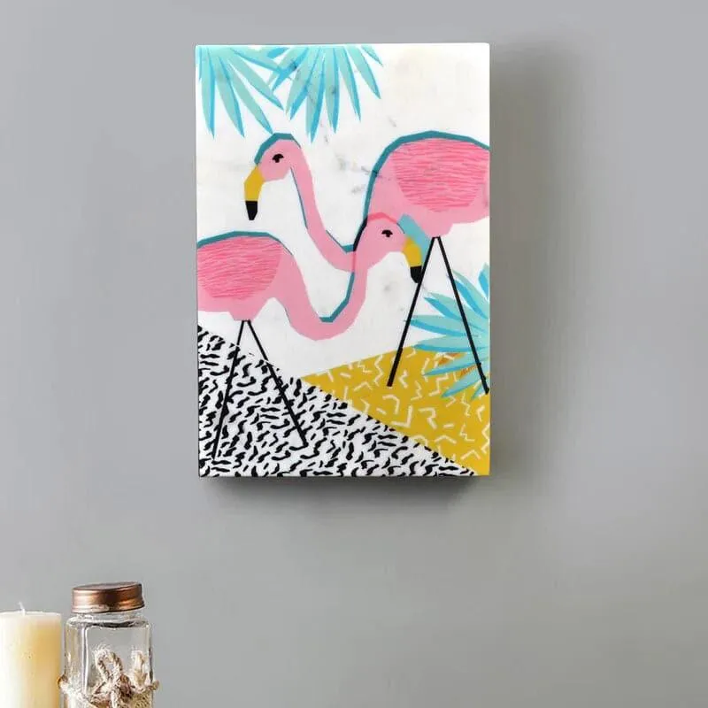 Flamingo Dance Marble Wall Accent media 1