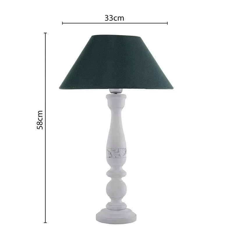 Flowerette Fain Fabric Table Lamp - White,Green media 5