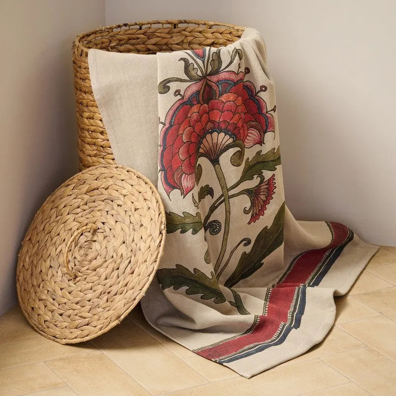 Mehfil Floral Cotton Bath Towels - Off White & Red media 3