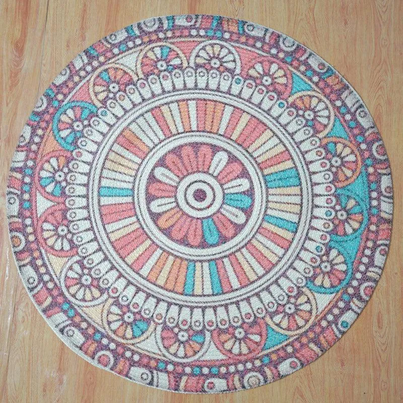 Mandala Boho Round Cotton Rug media 3