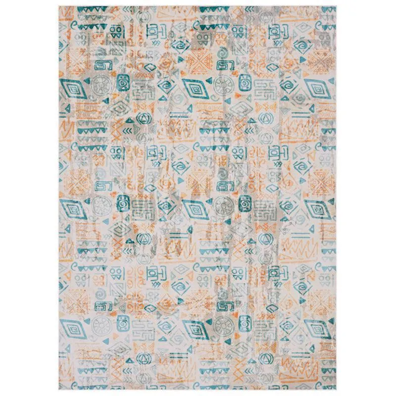 Silmarillion Abstract Polyester Anti-Skid Carpet - Blue & Orange media 1