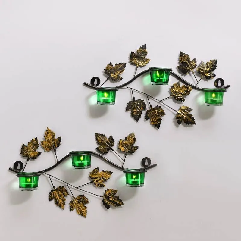 Maple Sconce Votive Trio (Green) - Set Of Two media 1