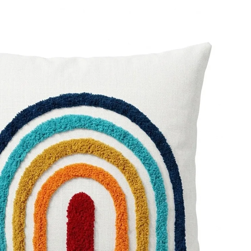 Flona Rain Bow Tufted Cotton Cushion Cover media 6