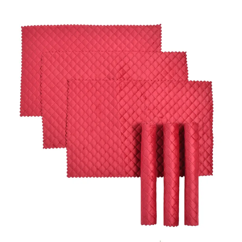 Osric Velvet Quilted Placemat (Red) - Set Of Six media 3