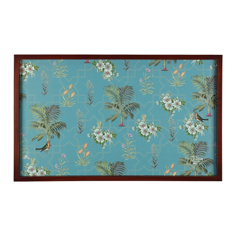 India Circus Blufloral Multicolor Rectangle Teakwood Side & Bedside Table media 4