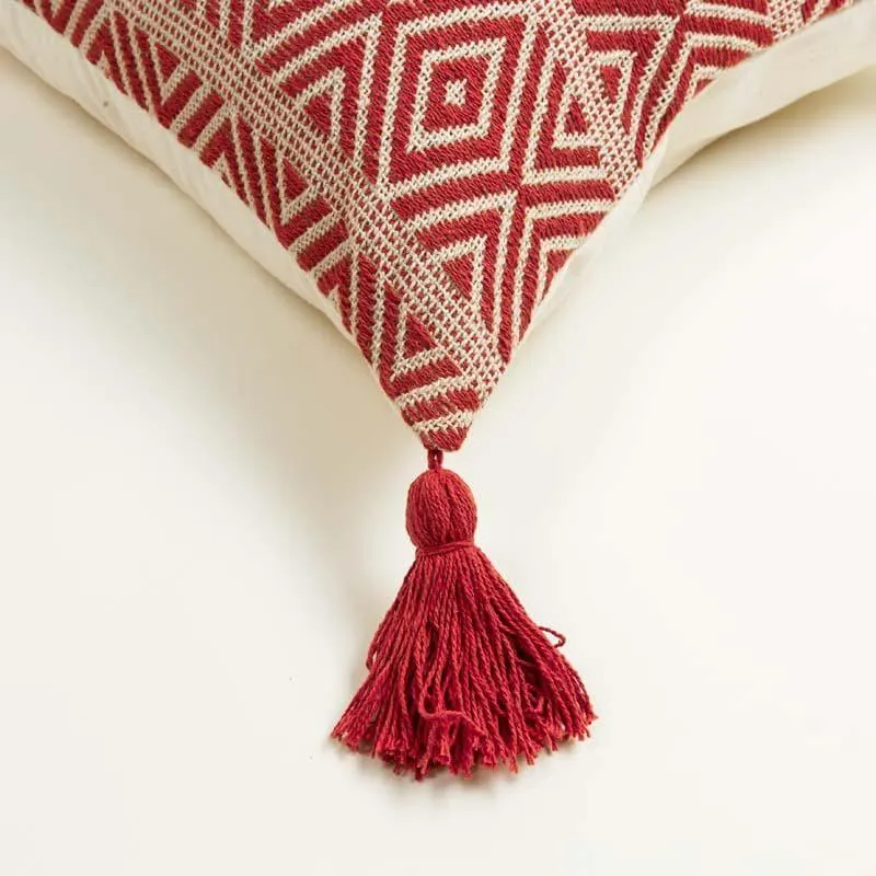 Crimson Carved Cotton Cushion Cover - Set Of Two media 4