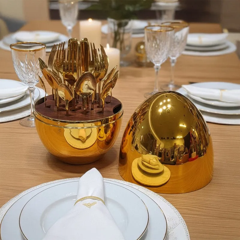 Luxe Golden Cutlery Stand - Twenty Five Piece Set media 1