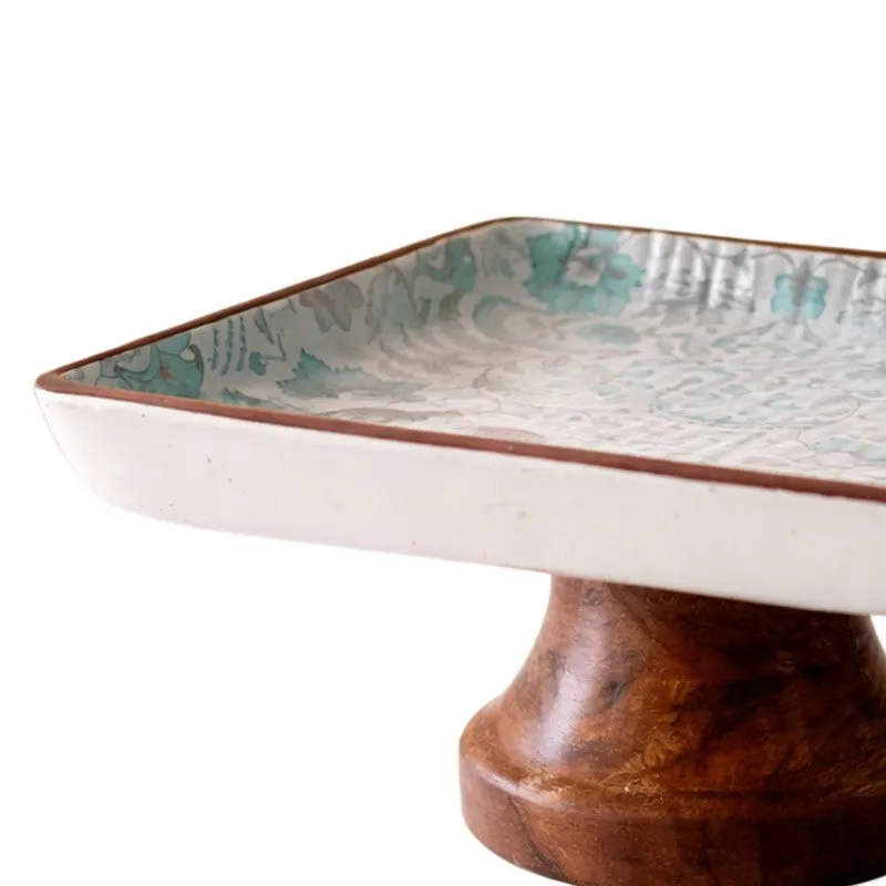 Floral Square Ceramic Cake Stand media 5