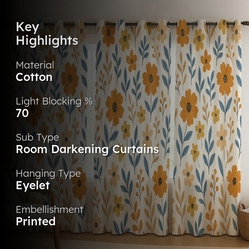 PetalPop Cotton Curtains - Set Of Three media 2