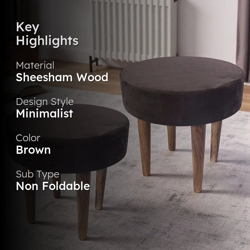 Pirox Sheesham Wooden Stools (Brown) - Set Of Two media 2