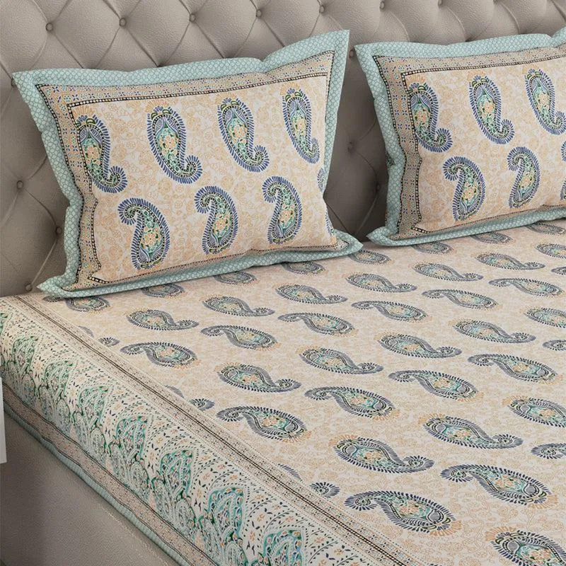 Suyash Printed Cotton Bedsheet (Cream) - 240 TC media 3