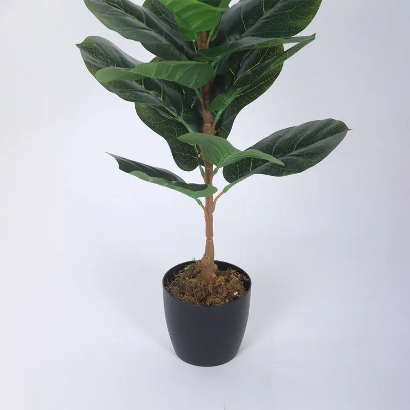 Faux Realtouch Green Fiddle Leaf Fig Tree With Black Plastic Pot - 2.5 Feet media 6