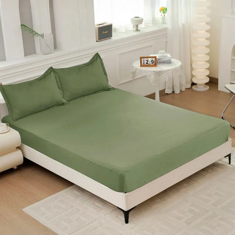 Cloud Drift Fitted Microfiber Bedsheet (Dark Green) - 140 GSM media 3