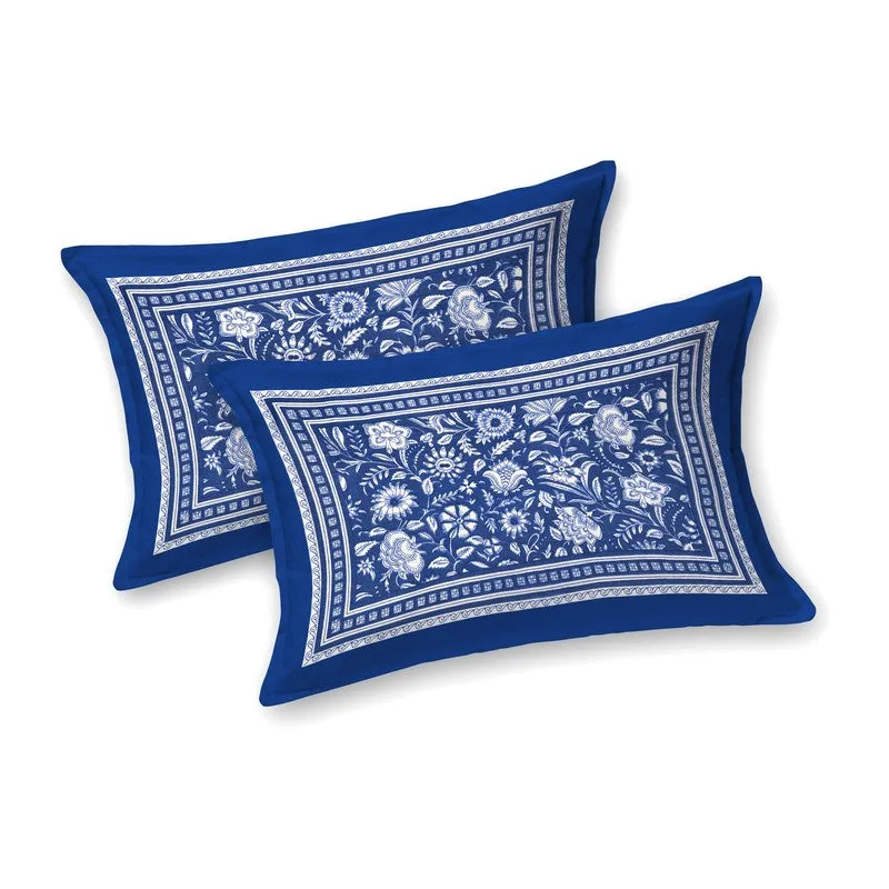 Blossomar Cotton Bedsheet (Blue,White) - 240 TC media 4