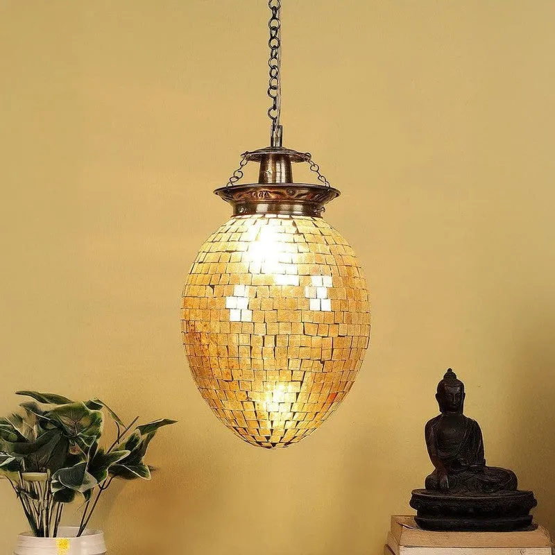 Golden Glee Glass Ceiling Lamp - Gold media 1