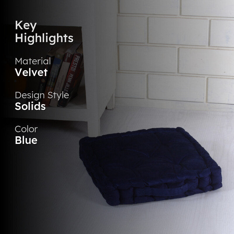 Roe Velvet Floor Cushion - Navy Blue media 2