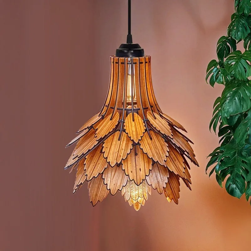 ZenithLight Luxury Wooden Ceiling Lamp media 2