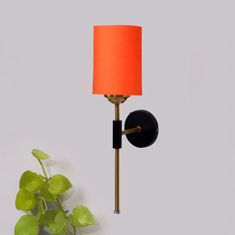 Beryll Cylindrical Steel & Cotton Wall Lamp - Orange media 3
