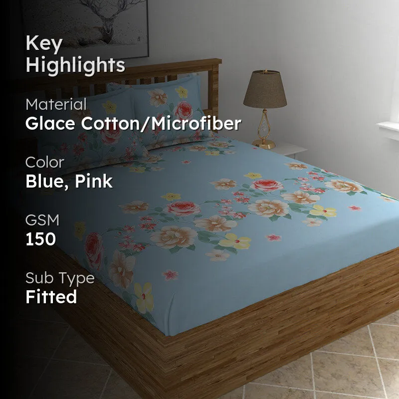 Damien Floral Microfiber Microfiber Bedsheet - 150 GSM media 2