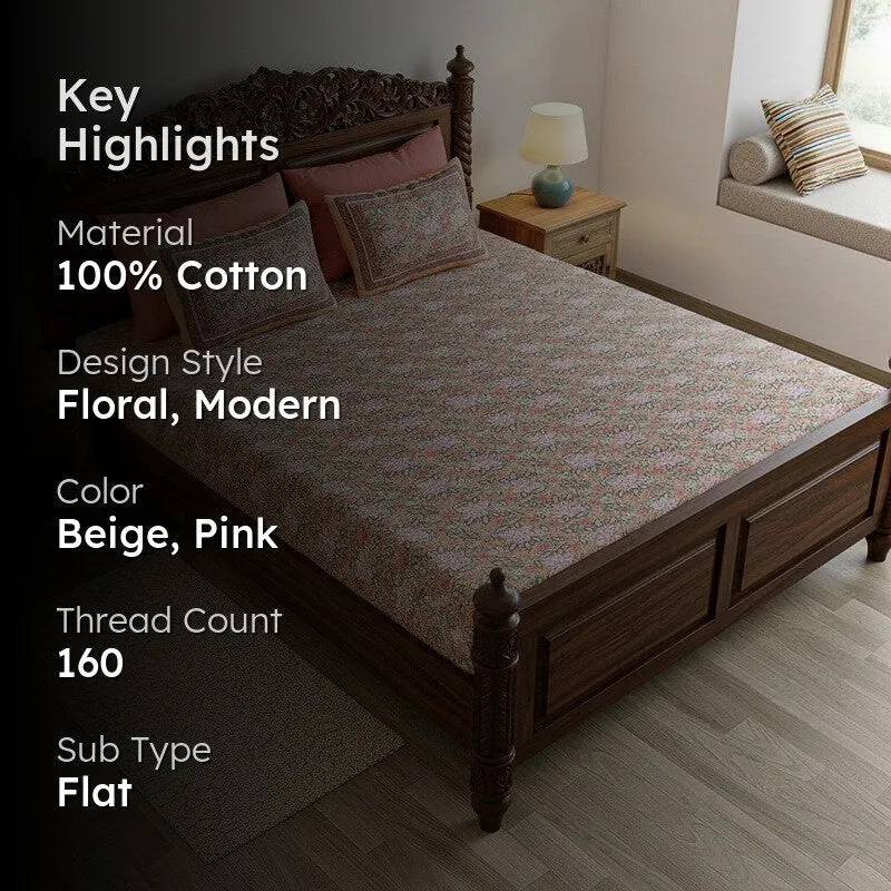 Dhriti Cotton Bedsheet (Pink) - 180 TC media 2