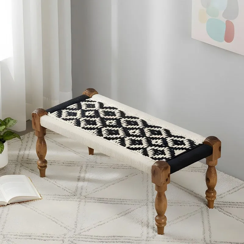 Forvo Sheesham Wooden Bench - Black,White media 3