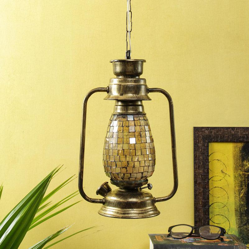 Avina Mosaic Lantern Glass Ceiling Lamp - Metallic media 3