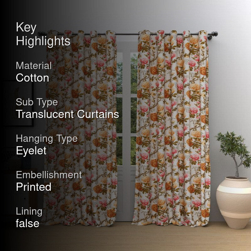 Mivaana Floral Curtain (Sunflower Yellow) - Set Of Two media 2